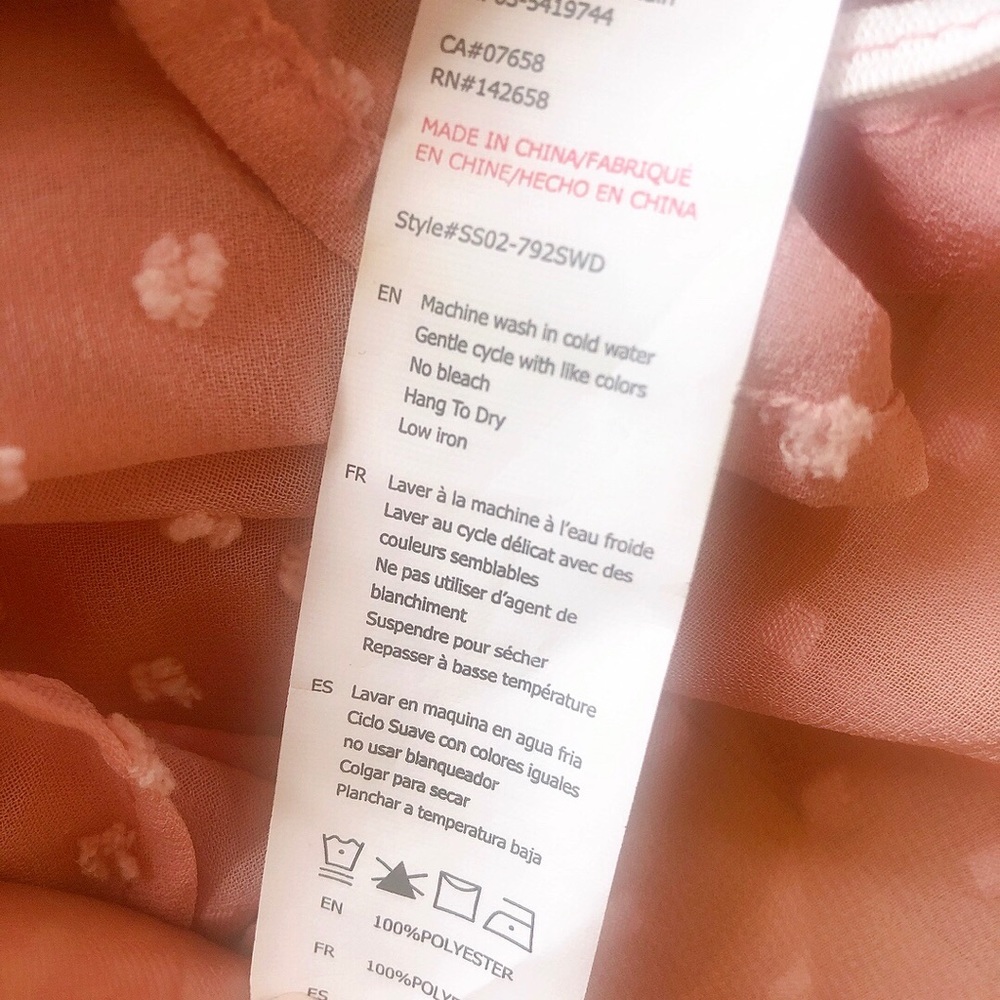 🍭🍭 Adorable Delicate Feminine Pink Blouse See Through Polka Dots Frills - Picture 10 of 10
